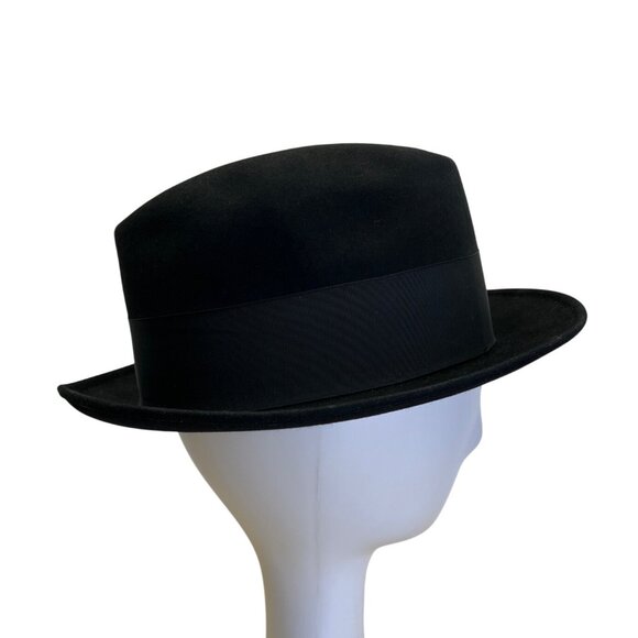 Wormser Men's Black Rain Resistant Homburg Hat Grosgrain Ribbon Band One Size - Picture 3 of 14